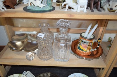 Lot 630 - DECANTERS, CHARACTER TANKARD, HORS D'OEUVRES...