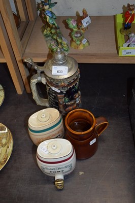 Lot 633 - GERMAN BEER STEIN PLUS SMALL WADE POTTERY...