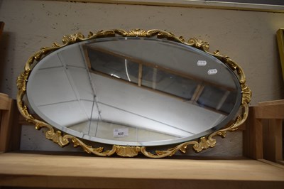 Lot 637 - OVAL BEVELLED WALL MIRROR