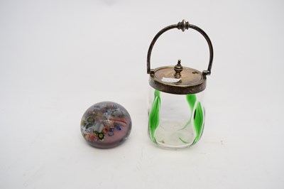 Lot 178 - Glass paperweight and further Loetz style jar...