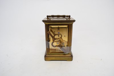 Lot 190 - Brass carriage clock manufactured by Matthew...