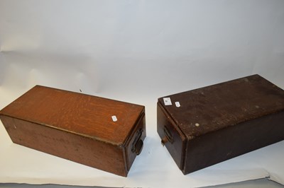 Lot 26 - TWO VINTAGE WOODEN CARD FILING CASES