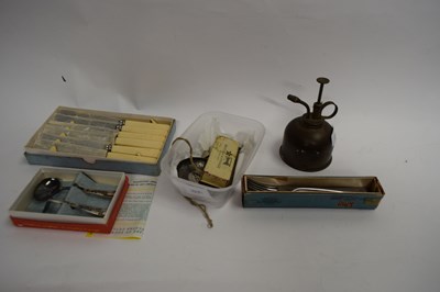 Lot 88A - MIXED LOT OF CASED CUTLERY, ASHTRAY INSET WITH...