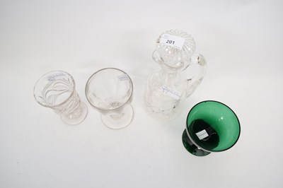 Lot 201 - Claret glass decanter, further glass rummer...