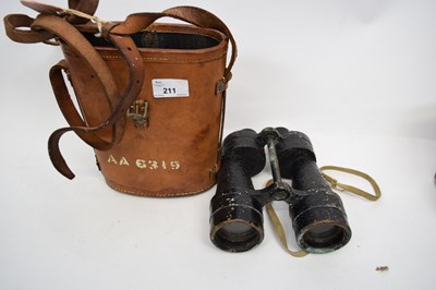 Lot 211 - Pair of military binoculars in leather case...