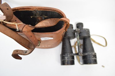 Lot 211 - Pair of military binoculars in leather case...