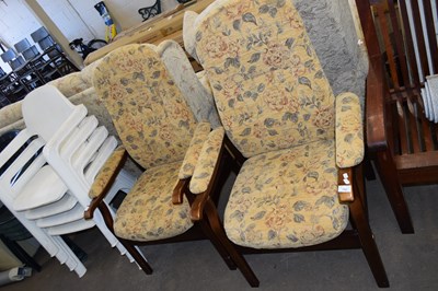 Lot 759 - PAIR OF MODERN FLORAL UPHOLSTERED ARMCHAIRS