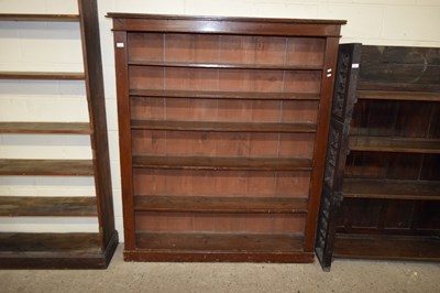 Lot 129 - 19TH CENTURY STAINED PINE OPEN FRONT BOOKCASE...