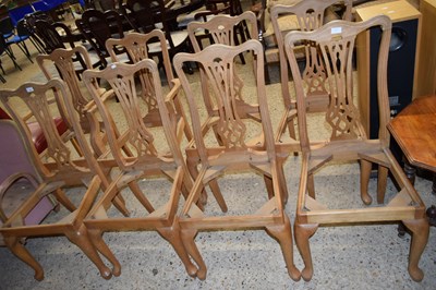 Lot 136 - SET OF EIGHT CABRIOLE LEGGED DINING CHAIRS