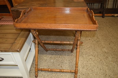 Lot 143A - OAK BUTLERS TRAY ON FOLDING STAND, 69CM WIDE