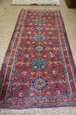 Lot 158 - MIDDLE EASTERN WOOL RUNNER CARPET DECORATED...
