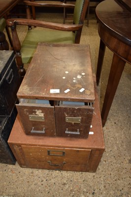 Lot 160 - TWO WOODEN CARD FILING CABINETS, LARGEST 60CM...