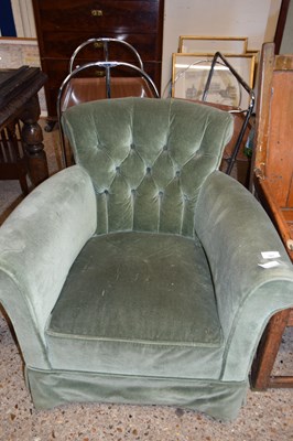 Lot 167 - SMALL GREEN UPHOLSTERED TUB CHAIR