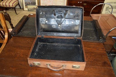 Lot 169 - SMALL BROWN LEATHER CASE WITH FITTED INTERIOR,...