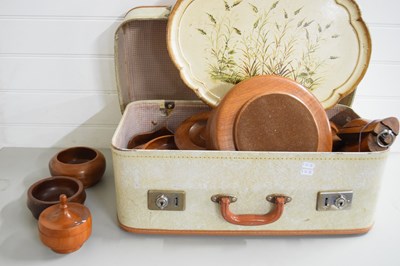 Lot 1 - CASE CONTAINING VARIOUS TURNED WOODEN BOWLS,...