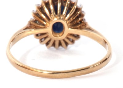 Lot 2 - 9ct gold sapphire and diamond cluster ring,...