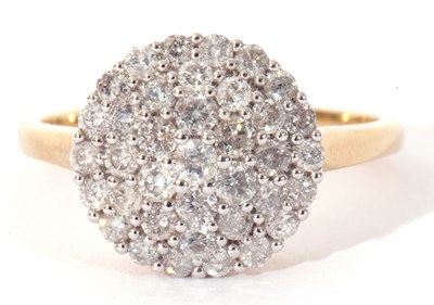 Lot 3 - Modern 9ct gold and diamond cluster ring,...