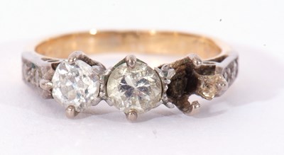 Lot 33 - Antique two-stone diamond ring featuring two...