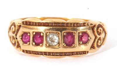 Lot 49 - 18ct gold ruby and diamond five stone ring...