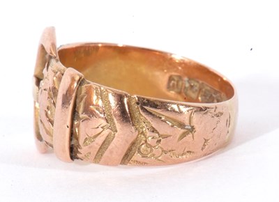 Lot 51 - 9ct gold buckle ring, Birmingham 1914, 3.6gms,...