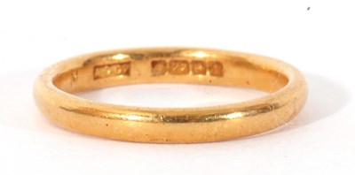 Lot 55 - 22ct gold wedding ring of plain polished...