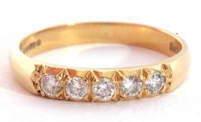 Lot 59 - 18ct gold five stone diamond ring, line set...