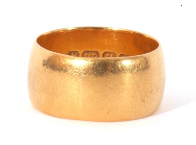 Lot 82 - 22ct gold wedding ring of plain polished...