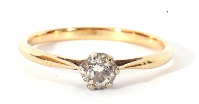 Lot 97 - Single stone diamond ring set with a round...