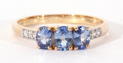 Lot 98 - Modern 9ct gold blue and white stone ring, size P