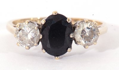 Lot 103 - 9ct gold cubic zirconia and blue stone ring,...