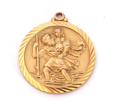 Lot 136 - 9ct gold St Christopher pendant, 25mm diam,...