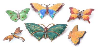 Lot 173 - Group of enamel butterfly and dragonfly...