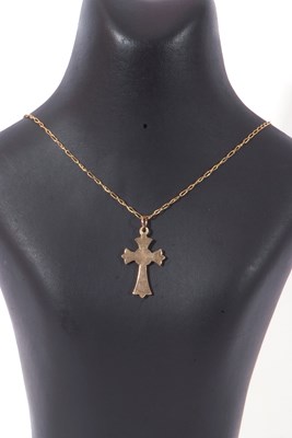Lot 175 - 9ct stamped cross pendant suspended from a 375...