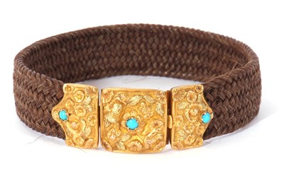 Lot 182 - Vintage braided hair bracelet with yellow...