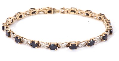 Lot 185 - Modern sapphire and diamond bracelet, a design...