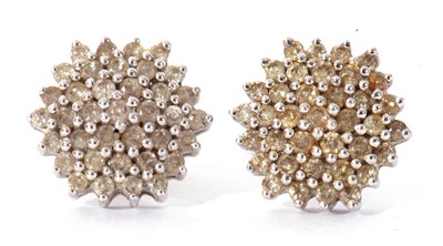 Lot 186 - Pair of diamond cluster earrings, 12mm diam,...