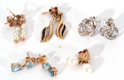 Lot 213 - Mixed Lot: two pairs of pearl set earrings and...
