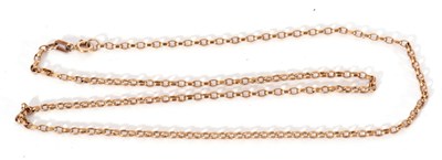 Lot 214 - 9ct gold belcher link necklace, 23cm when...