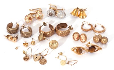 Lot 227 - Mixed Lot: eleven pairs of 9ct gold earrings,...