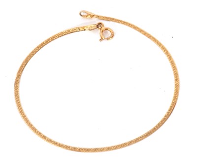 Lot 230 - 9k stamped snake link bracelet, 18cm long, 0.8gms