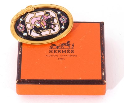 Lot 237 - Hermes enamel brooch of oval form depicting an...