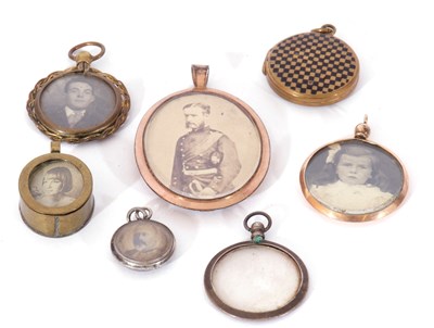 Lot 238 - Seven various lockets, one stamped 9c, with...