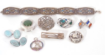 Lot 246 - Mixed Lot: sterling and enamel pierced panel...