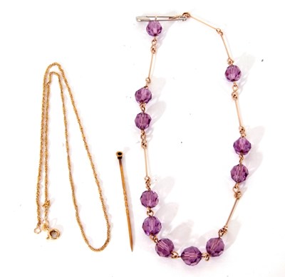 Lot 248 - Mixed Lot: amethyst bead necklace on yellow...