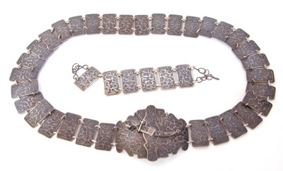 Lot 296 - Russian white metal and niello belt, together...