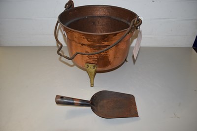 Lot 6 - HAMMERED COPPER AND BRASS COAL BUCKET WITH SHOVEL