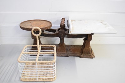 Lot 8 - PAIR OF LARGE IRON FRAMED SHOP SCALES