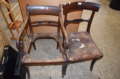 Lot 201 - 19TH CENTURY MAHOGANY SABRE LEG CARVER CHAIR...