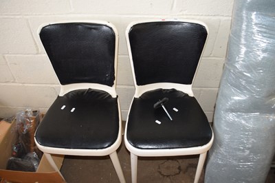 Lot 922 - TWO WHITE METAL MID CENTURY CHAIR WITH BLACK...