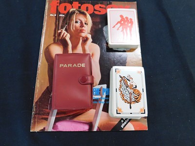 Lot 505 - Box: 8 packs of saucy playing cards plus copy...